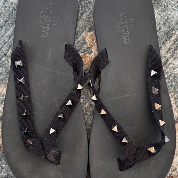 Valentino Black Sandals with Silver Studs - Picture 2 of 5